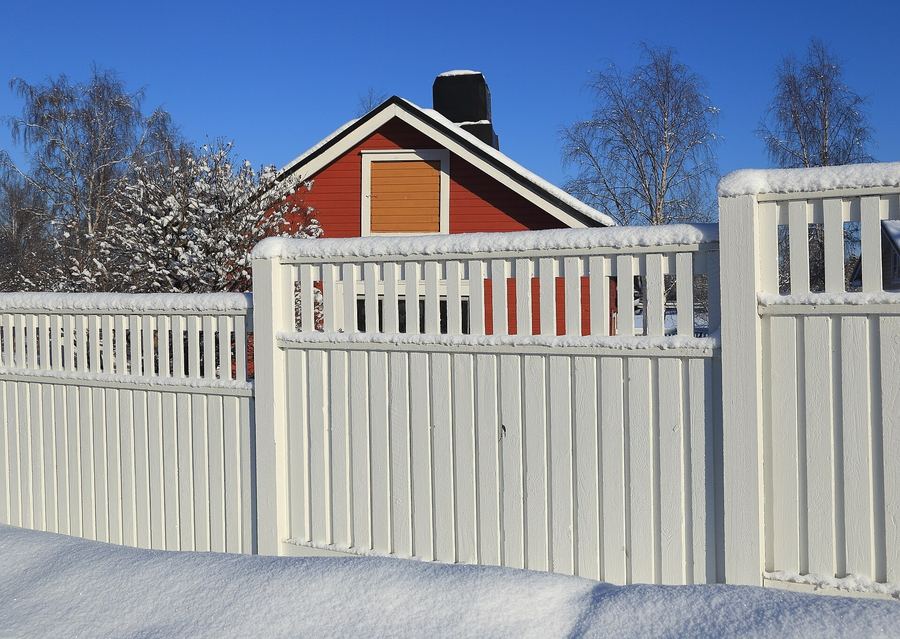 Completed white privacy fence and gate